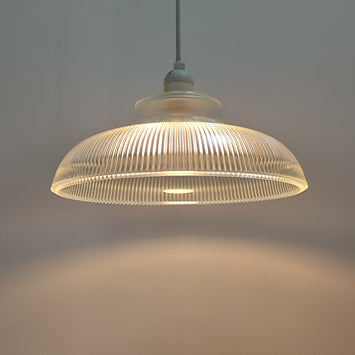 Glass lighting has proven very popular in the lighting sector, and we are extremely happy to introduce the Jacinta to our range. Our ribbed glass easy fit light pendant is a very attractive light fitting and easy fit means you can give your room a makeover by simply attaching it to an existing light fitting. 