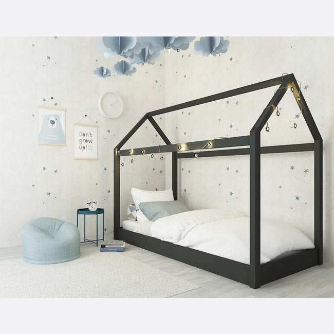 Childrens House Bed Frame in Choice of Black White and Grey
