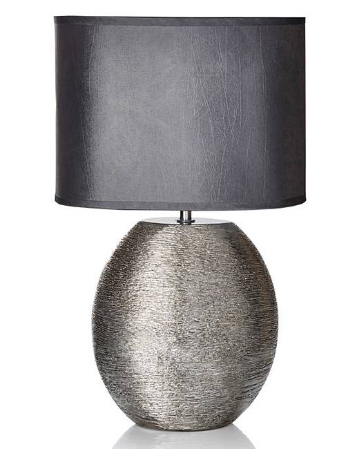 CGC NOLA Silver Scratch Table Lamp with Grey Fabric Shade