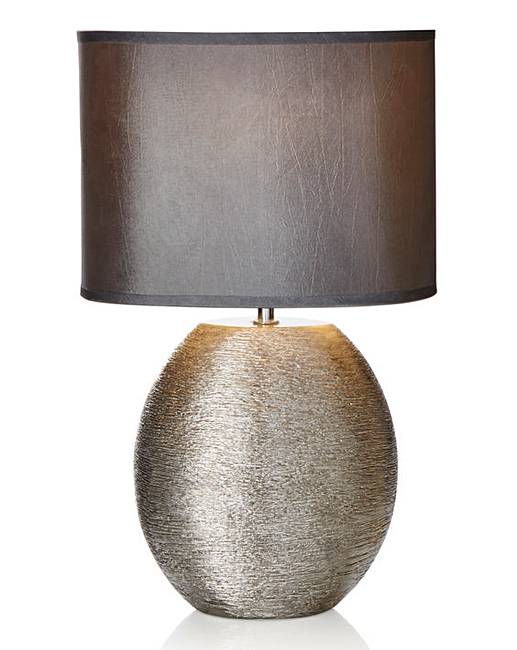 CGC NOLA Silver Scratch Table Lamp with Grey Fabric Shade