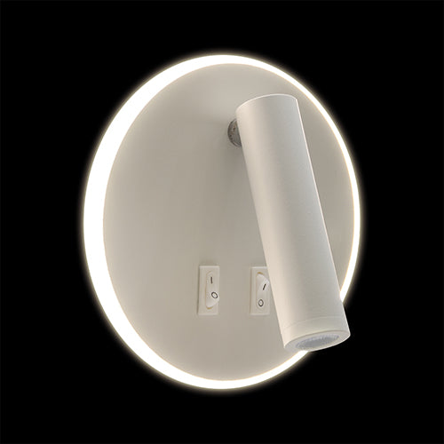The white Jones lamp consists of a cylindrical light, which can be tilted and adjusted on its own axis. The lamp base has a on/off switch making it ideal for a bedside reading lamp. It also has a Halo edge which can be turned on to create a glow. Made of an aluminium body and coated white, the lamp with its simple design fits well into different spaces. Whether functional office or cosy home - the timeless lamp is an perfect for many types of use.