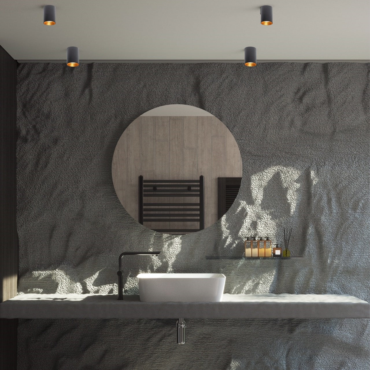 CGC SANDRA Black Cylinder Ceiling Spotlight With Gold Inner Reflector