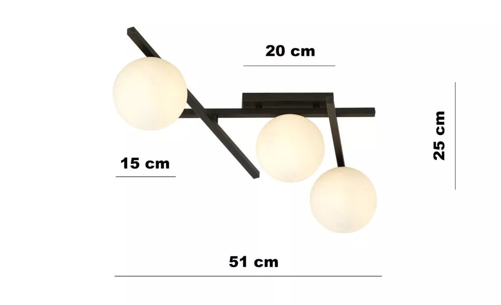 CGC SMART 3 BLACK/OPAL CEILING LAMP LIGHT