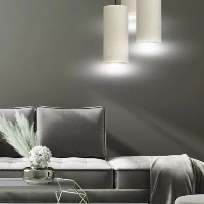 Our Bente wall light is modern and contemporary in its design which is inspired by the industrial trend with a touch of opulence. The velvet effect shades are made from a luxury white fabric creating a stand out feature for any living, dining or bedroom. The cable is adjustable up to 100cm to suit your desired look.